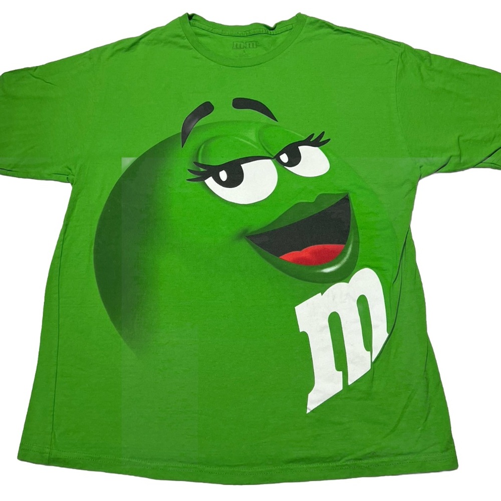Green M&M Size Large Short Sleeve T-Shirt Candy M & M Ms Green 100% Cotton.